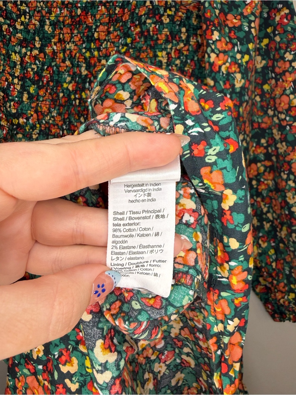 J. Crew GIRLS Green Floral Smocked Casual Dress - Picture 5 of 6